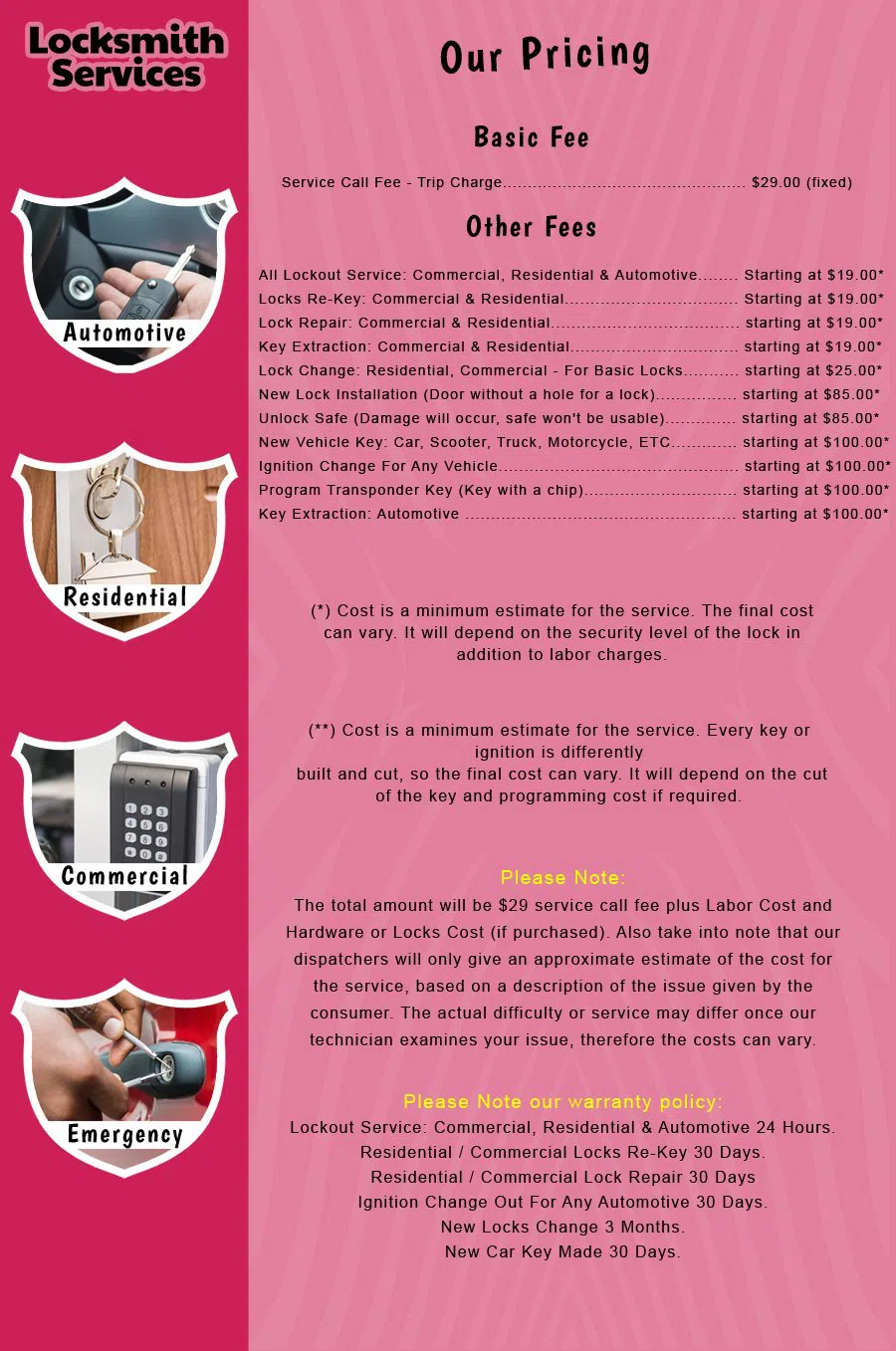 Englishtown NJ Locksmith Store Englishtown, NJ 732-675-5353 - price-list-c-18